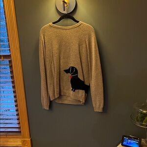 Philosophy Beige Sweater with Black Dog Motif
